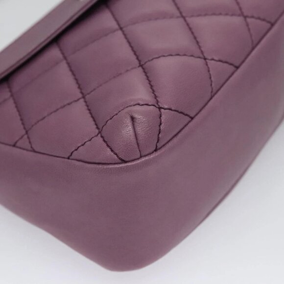 CHANEL Matelasse Chain Shoulder Bag Lamb Skin Purple CC Auth 110303AV - Picture 3 of 16